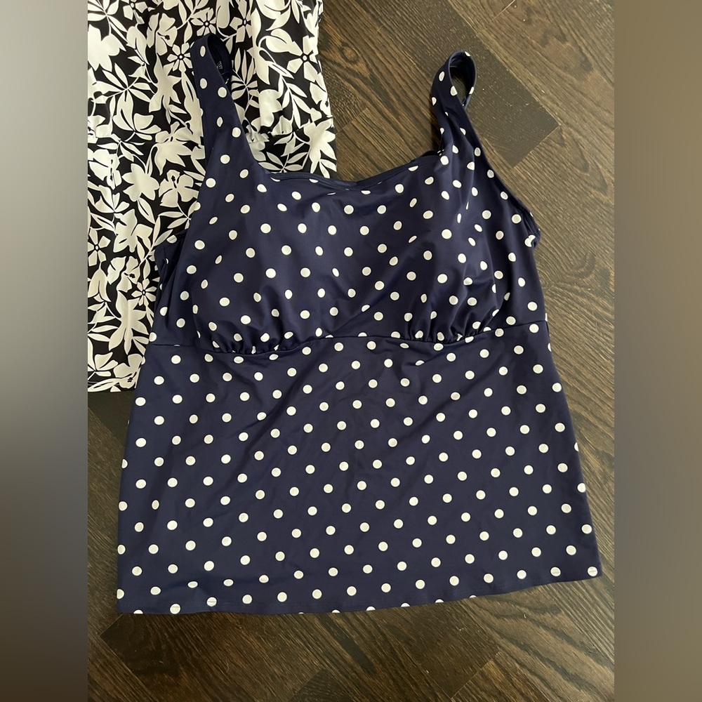 Bundle Of 2 Lands’ End Plus Size Square Neck Underwire Tankini Swimsuit Tops 20W - Picture 2 of 13